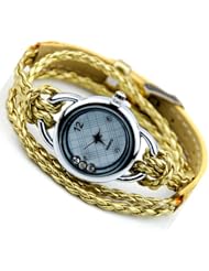 New Ladies Woman Elegant Candy Leather Strap Quartz Bracelet Wrist Watch Golden