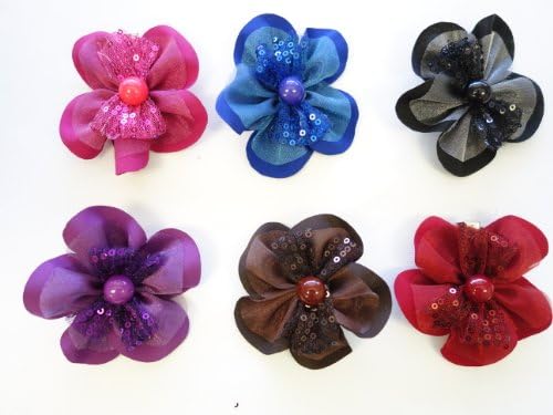 SILK Flower with cute bow clip (12 pcs assorted color)