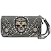 Sugar Skull Punk Art Rivet Studded Women Wallet Day of the Dead Wristlet Purse (Gray)