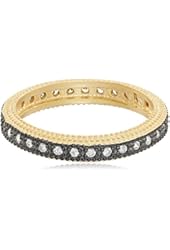 Freida Rothman "CLASSICS" 14k Gold-Plated Sterling Silver and Cubic Zirconia Two-Tone Pave Stacking Ring