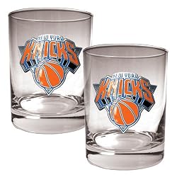 New York Knicks 2pc Rocks Glass Set - Primary Logo NBA Basketball