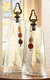 Set of 2 Clear Glass Jewel Accented Decorative Decanters
