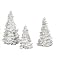 Glittered Frosty Pines Decorations Set of 3 - White