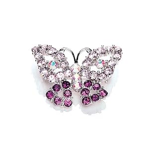 Amethyst and Swarovski Crystal Butterfly Brooch