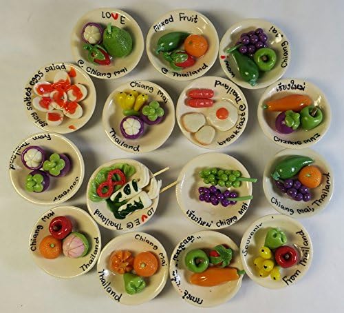 Set of 3 Pcs Handmade Polymer Clay Miniature Dollhouse Fruits and Thai Orderf Fridge (By Ramdom)