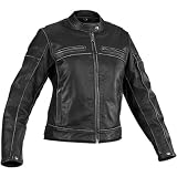 River Road Rambler Women's Vintage Leather Touring Motorcycle Jacket w/ Free B&F Heart Sticker Bundle - Small