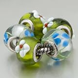 Pugster 5 Green Clear Blue Pattern Pandora Beads Bracelets