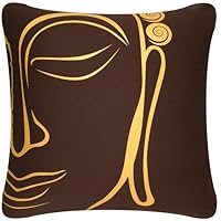 Wabisabi Green Buddha Eco Friendly 18'x18' Throw Pillow Cover, Chocolate Brown