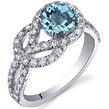 Gracefully Exquisite 1.00 Carats Swiss Blue Topaz Ring in Sterling Silver Size 5 to 9