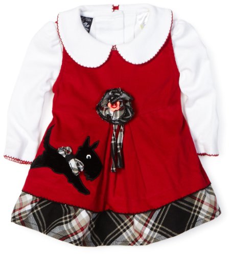So La Vita Baby-girls Newborn Plaid Hem Corduroy Jumper, Red,