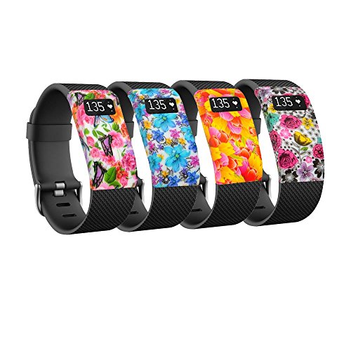 Baaletc ® Cute Silicone Replacement Band Cover Bundle/ Wireless Activity Wristband Accessories 4-in-1 Sock Pack For Fitbit Charge HR