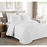 Chezmoi Collection Kingston 3-piece Oversized Bedspread Coverlet Set (King, White)