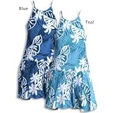 Drop Waist Halter Dress - Tiare Monstera Hawaiian Aloha Drawstring Back Flared Circular Skirt Halater Sun Dress