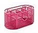 PAG Office Supplies Desktop Organizers and Accessories Storage Caddy with Drawer Mesh Pencil Holder Set for Women Girls, Rose Red