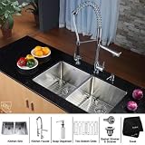 14.9 x 17 Undermount Kitchen Sink with Faucet and Soap Dispenser