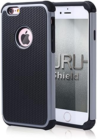 iPhone 6S Case, URUShield [Spring Series] iPhone 6 6s Case [Black/Gray] Quality PC Silicone Defender Best Protective Anti-slip Anti-stretch Impact-resistant Dual Layer Hard Stylish Cover