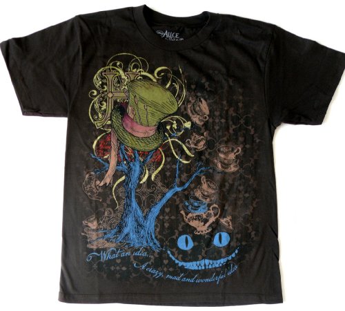 Alice in Wonderland What an Idea Cheshire Cat Mens Lightweight Dark Brown T-shirt (X-Large)