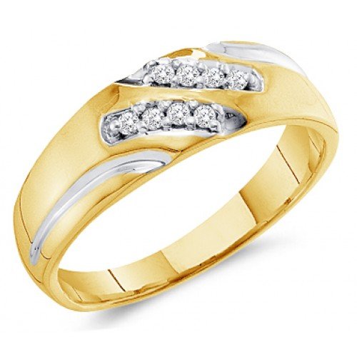 Cheap Men's Diamond Wedding Ring 10k Yellow Gold Engagement Band 0.12 Carat