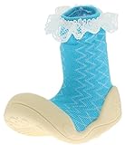 (ラボーグ)La vogue ベビー滑り止め 靴下 ルームシューズ 赤ちゃんラバー底ソックス スニーカー 子供キッズ練習用 13.5cm レース ブルー