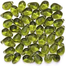 Czech Glass Beads 9mm Teardrops Olivine Green (50