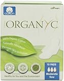 ORGANYC Hypoallergenic 100% Organic Cotton Pads Day Wings, 10 Count