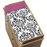 Hot Pink, Black and White Isabella Baby Changing Pad Cover by JoJo Designs Image