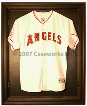 Ultimate Collectors Black Frame Cabinet Style Jersey Display Case with Engraved Team Logo
