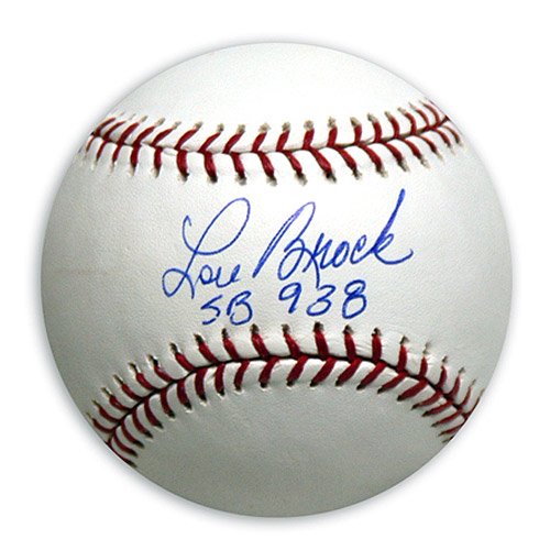 Mounted Memories St. Louis Cardinals Lou Brock Autographed Baseball with 938 SB Inscription