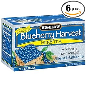 Bigelow Blueberry Harvest Herbal Tea, 20-Count Boxes (Pack of 6)