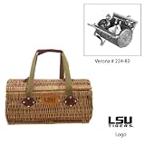 LSU Tigers (LSU) NCAA "Verona" Two-Lid Willow Basket (Burgundy) (Engraved Logo)