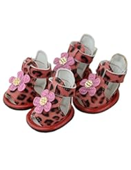 Pet Products: PETSOO Summer Pet Dogs Pump Anti-slip PU Leather Flower Leopard Sandal Rose Red XS - PETSOO