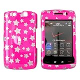 For Blackberry Storm 2 Storm2 Hard Case Slvr Stars Pink