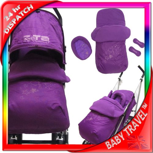 AMAZON STROLLER BABY TRAVEL ZETA VOOOM COMPLETE - PLUM WITH FOOTMUFF