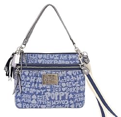Coach Poppy Wordblock Hippie Crossbody Messenger Bag Purse 16989 Denim