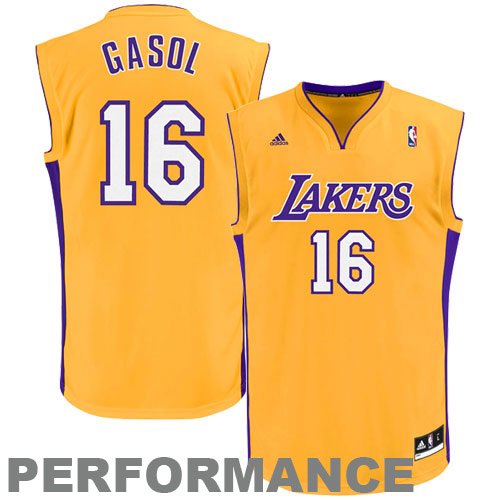 Los Angeles Lakers Pau Gasol Men's Gold NBA Replica Jersey, Xx-Large