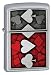 Zippo Satin chrome Heart, Spade, Diamond Lighter with Emblem