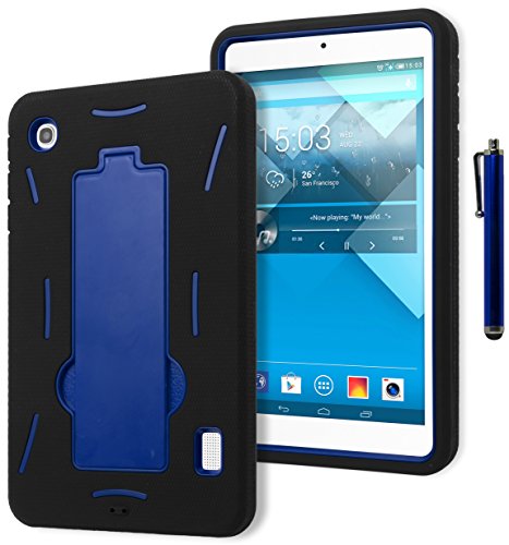 One Touch Pop 7 Case, Bastex Heavy Duty Hybrid Kickstand Tablet Case - Black Silicone Cover Hard Blue Kickstand Case for Alcatel One Touch Pop 7 p310a 7