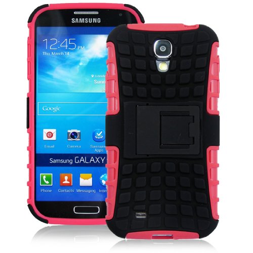 JKase DIABLO Series Tough Rugged Dual Layer Protection Case Cover with Build in Stand for Samsung Galaxy S4 SIV I9500 - Retail Packaging (Pink)