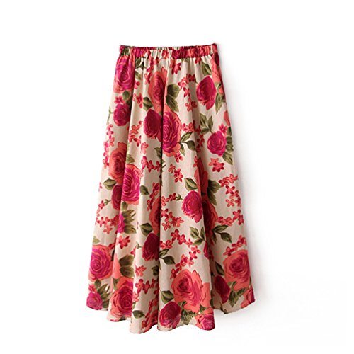J.cotton Women s Floral Dress Pleated Flax Sexy Casual Stretch Skirt J.cotton Women s Floral Dress Pleated Flax Sexy Casual Stretch Skirt