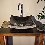 Marmor - Waschbecken ZEN gehämmert - schwarz