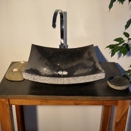 Marmor - Waschbecken ZEN gehämmert - schwarz