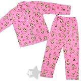Pink Monkey and Heart Flannel Pajamas for Women