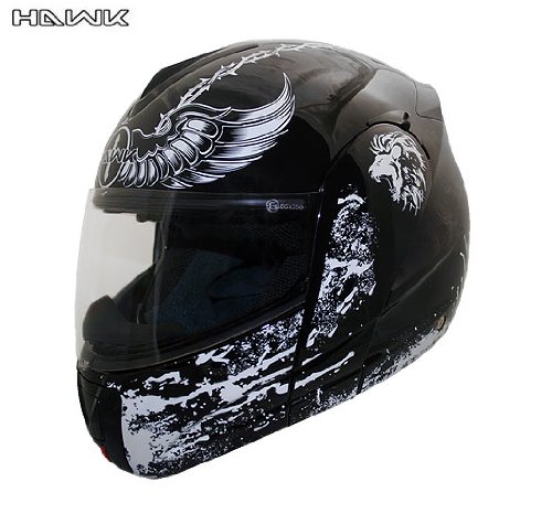 Advanced Hawk Modular Flip up Cross Dual Visor Full Face Motorcycle Helmet - Size : Medium