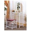 White Vanity and Bench Set w/ Porcelain Hearts By Coaster