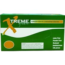 Ammex Xtreme Industrial Grade Nitrile Glove, Powder Free, 9.5" Length, 4 mils Thick
