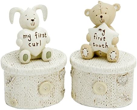 Teddy Bear And Rabbit My First Curl And Tooth Resin Pots By Haysom Interiors