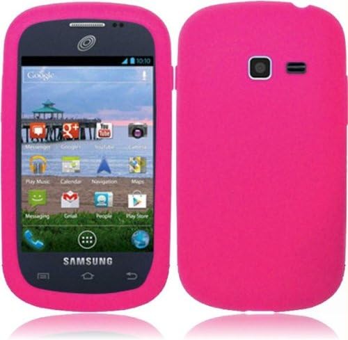 Loving Pink Soft Premium Silicone Case Cover Skin Protector for Samsung Galaxy Centura S738C S730G S740C / Galaxy Discover (by Cricket / Net 10 / Tracfone / Straighttalk) with Free Gift Reliable Accessory Pen