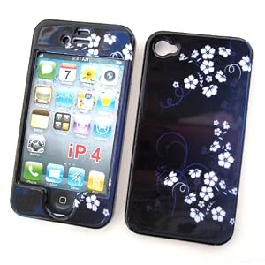 Apple iPhone 4 Snap-on Protector Hard Case Image Cover "Midnight Flowers" Design