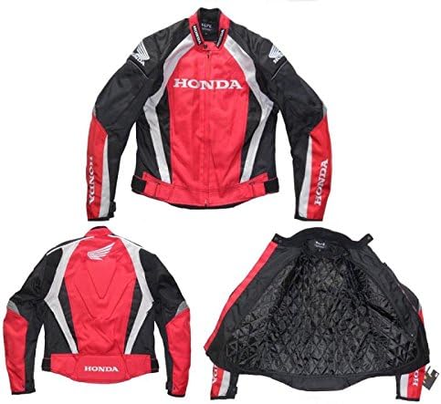 Honda Wing Mens Motorcycle Jacket Waterproof Windproof with 5 Protector Detachable Cotton Liner XL Red