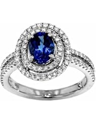 14K White Gold Tanzanite and Diamond Ring -- LIFETIME WARRANTY